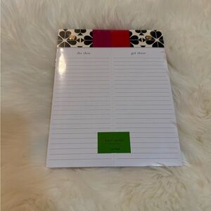Sealed New Kate Spade List Pad with Floral Black Spade Design
